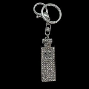 Perfume No# 5  Silver Tone Rhinestone Keychain/ bag charm